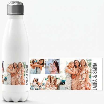 Termo con base blanca personalizado con 5 fotos y texto