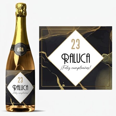 Vino espumoso personalizado con texto - Abstract gold