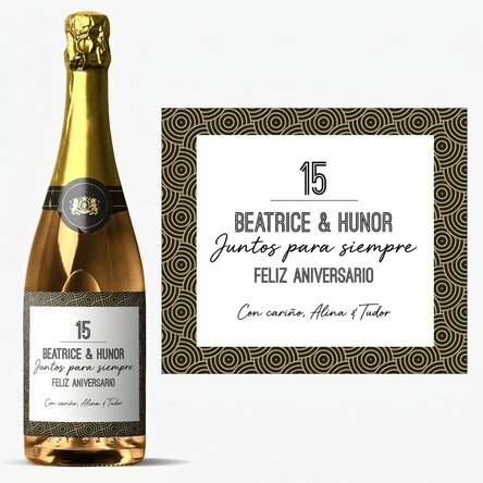 Vino espumoso personalizado con texto - Art déco