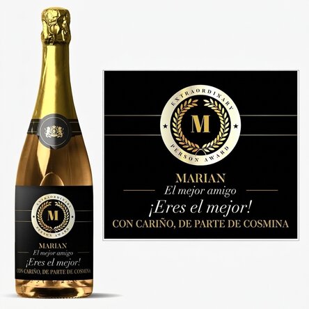 Vino espumoso personalizado con texto - Premio