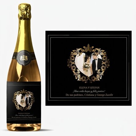 Vino espumoso personalizado con foto y texto - Casa de piatra