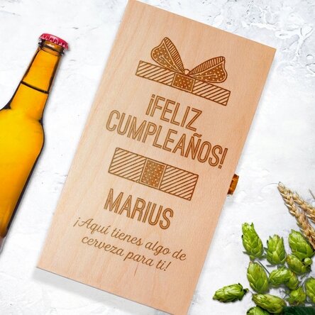 Caja de cerveza personalizada para tres botellas - Regalo
