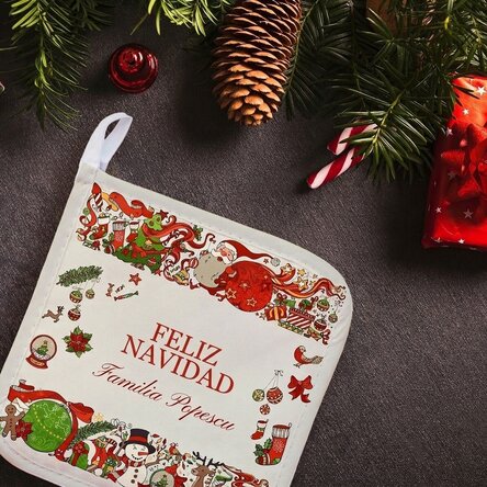 Salvamanteles personalizado con texto - Navidad tradicional