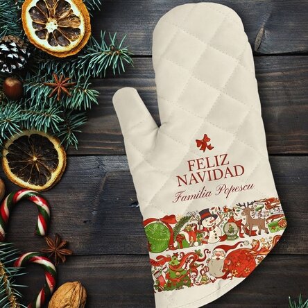Manopla de cocina personalizada con texto: «Traditional Christmas»