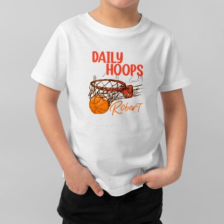 Customised cotton T-shirt for children with text - Basketball