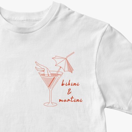 Custom cotton T-shirt with text - Bikini & Martini