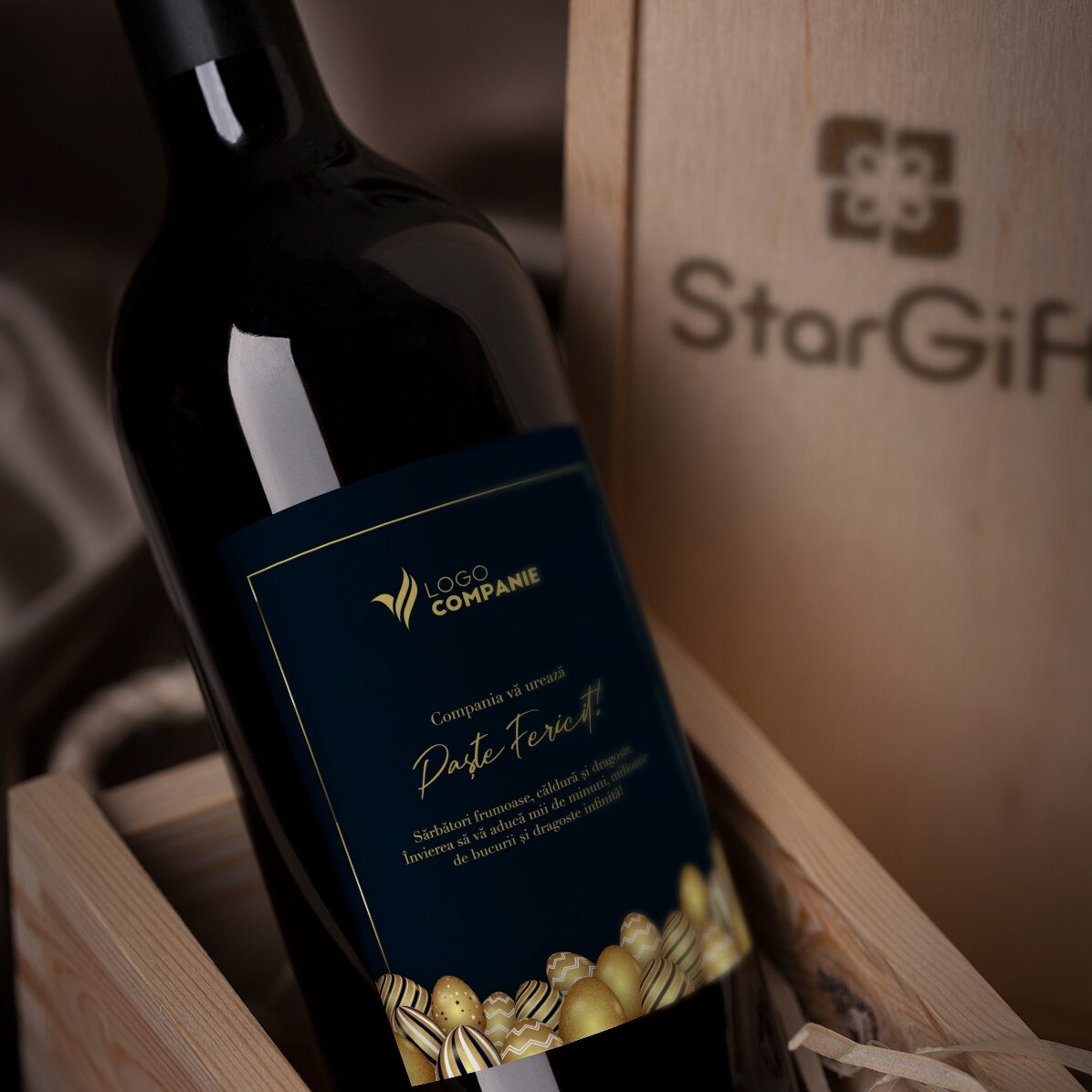 Vino personalizado con logotipo y texto para Pascua
