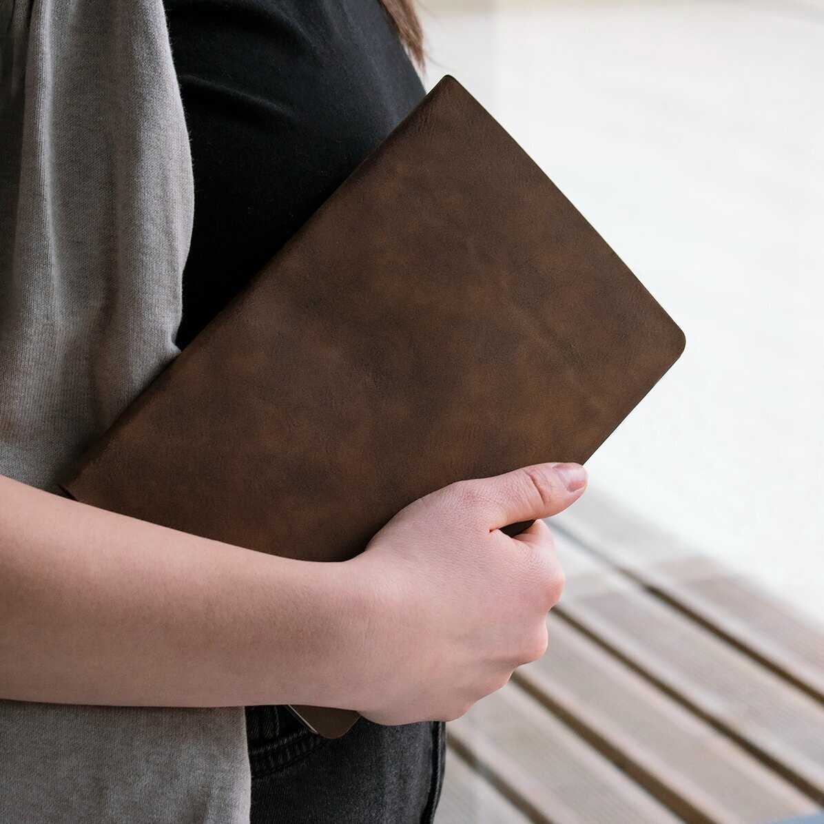 Personalised leather diary with monogram and name
