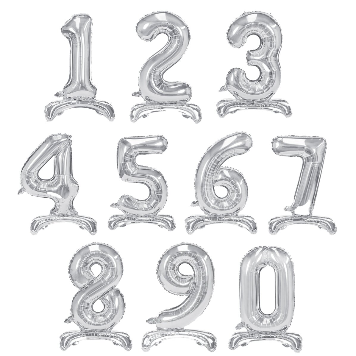 Globos - Cifras plateadas de 70 cm con soporte