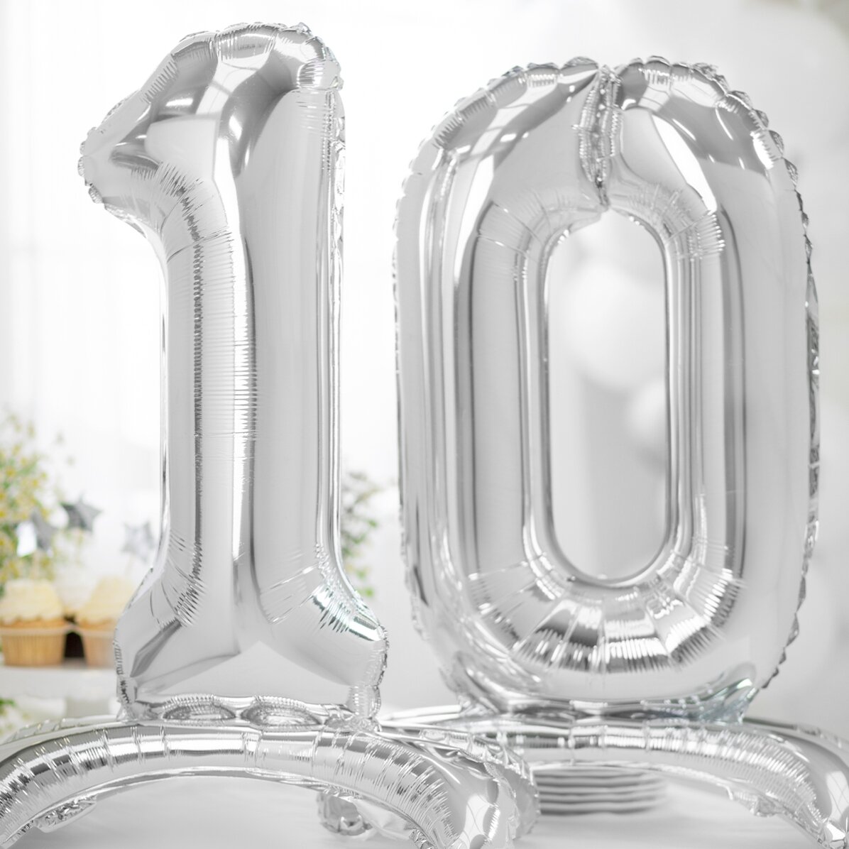 Globos - Cifras plateadas de 70 cm con soporte