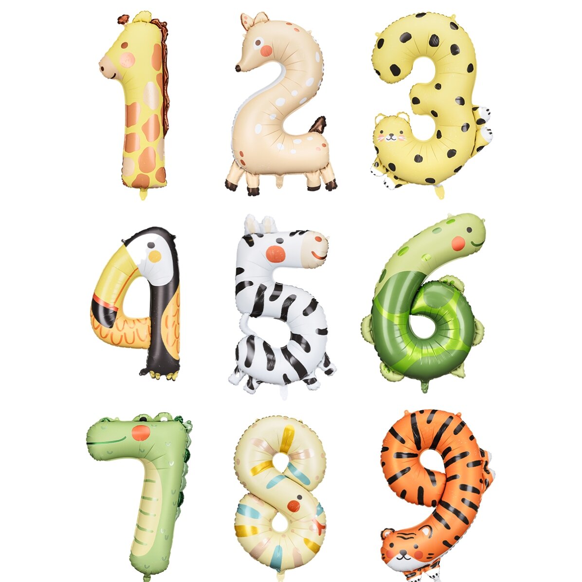 Globos con formas de números para niños - Animalitos