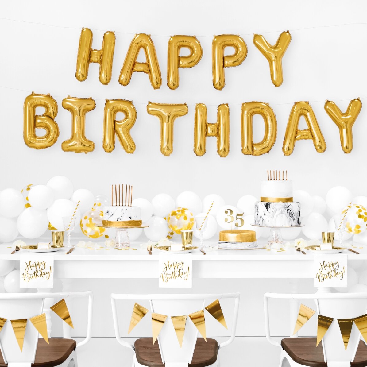 Globo - Flores de «Feliz cumpleaños»