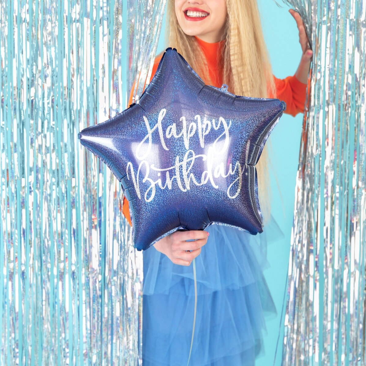 Globo - estrella azul «Happy Birthday»