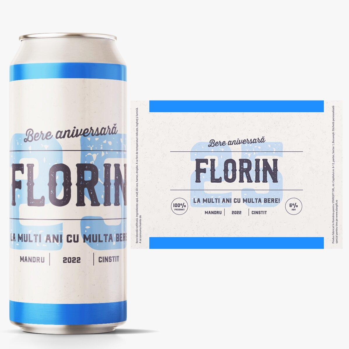Cerveza en lata personalizada con texto - Aniversario retro