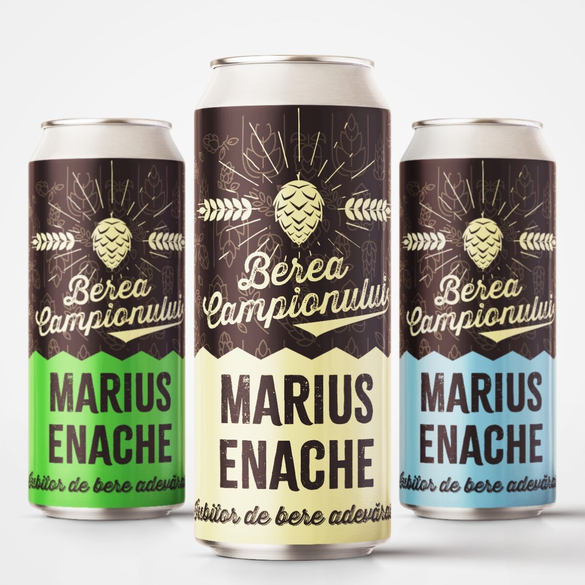 Cerveza en lata personalizada con texto: «La cerveza del campeón»