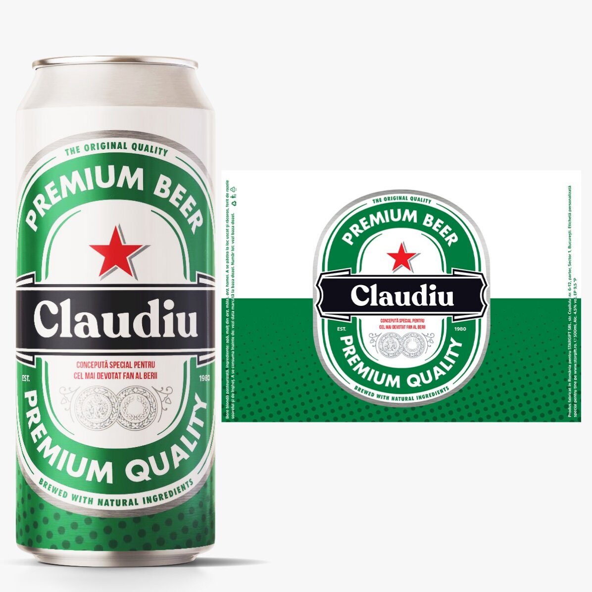 Cerveza en lata personalizada con texto: «El fan más fiel de la cerveza»
