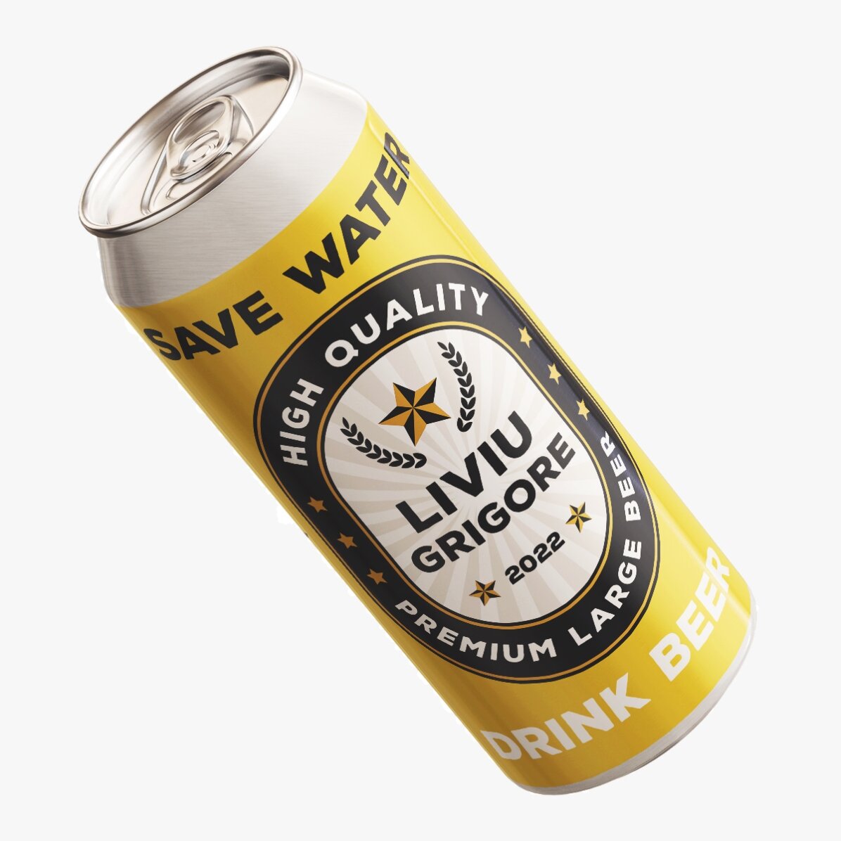 Cerveza en lata personalizada con texto: «Save water, drink beer»