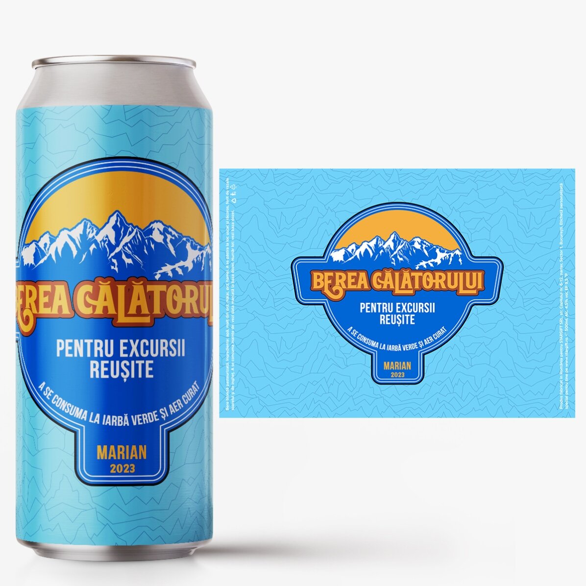 Cerveza en lata personalizada con texto - La cerveza del viajero
