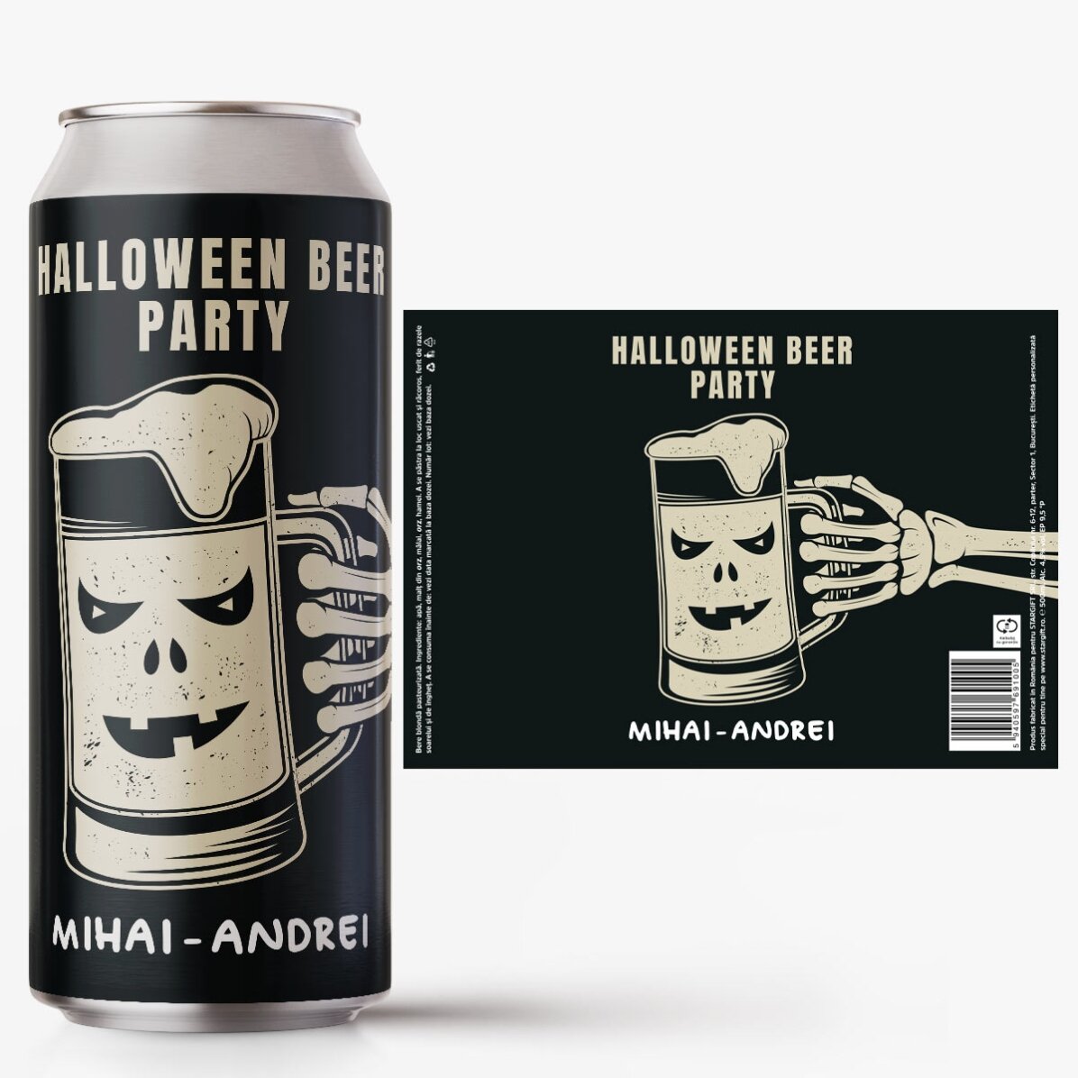 Personalised beer can with text - Halloween Beer Party