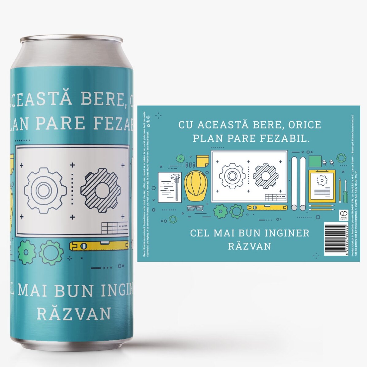 Cerveza en lata personalizada con texto: «Ingeniero»