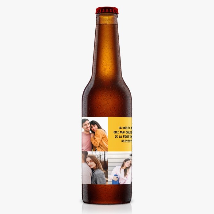 Cerveza personalizada con 3 fotos y texto