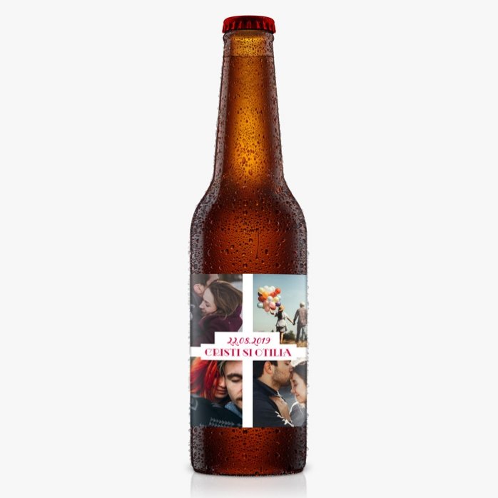 Cerveza personalizada con 4 fotos y texto - Love