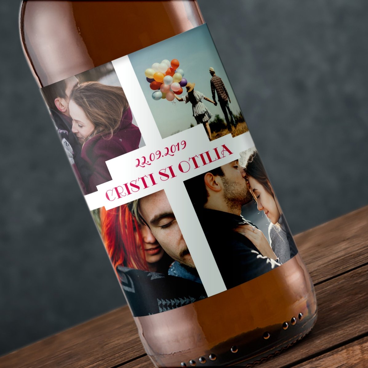 Cerveza personalizada con 4 fotos y texto - Love