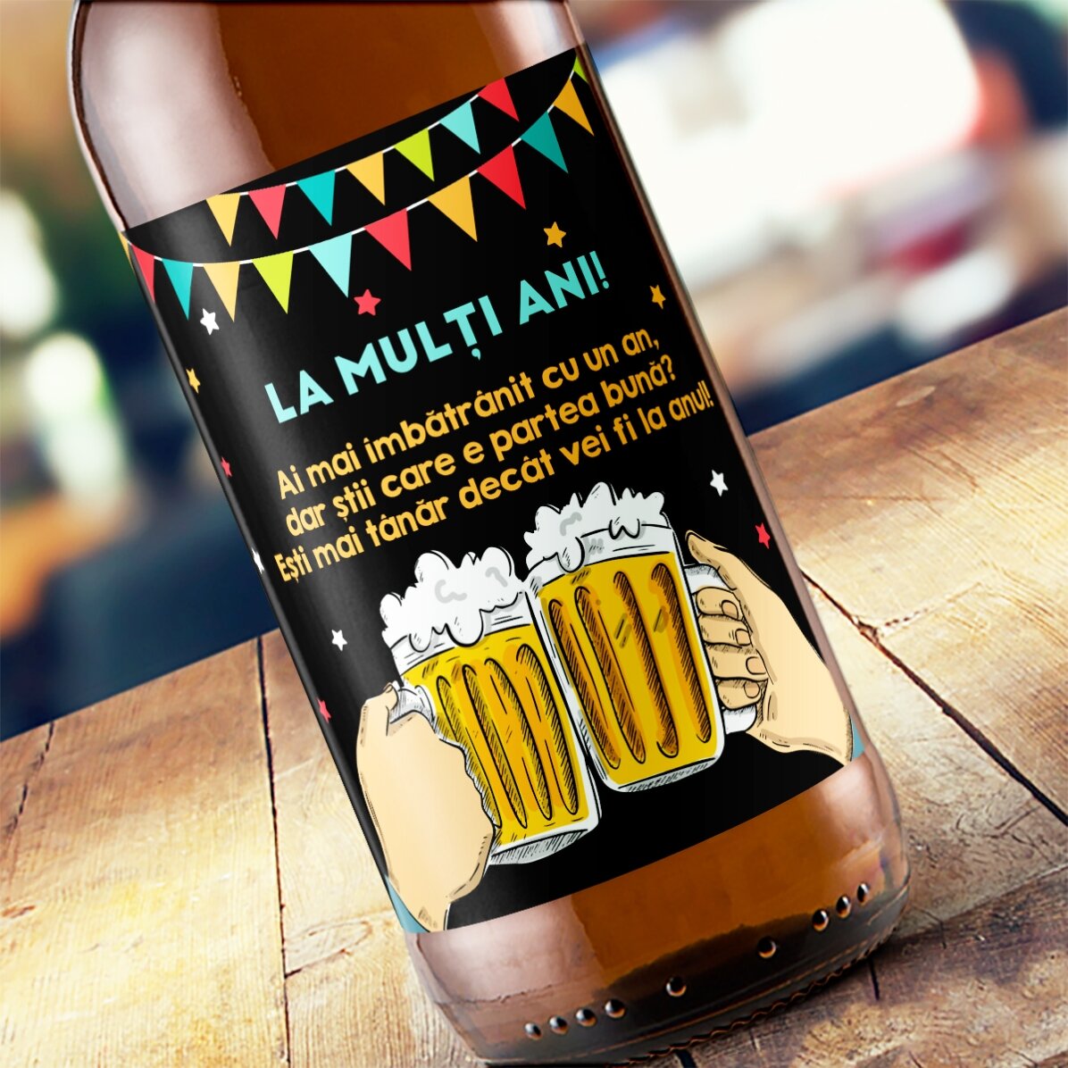 Cerveza personalizada con un mensaje divertido: «Feliz cumpleaños»