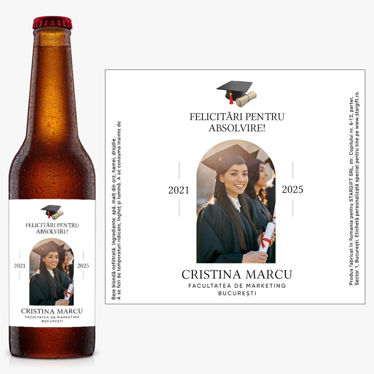 Cerveza personalizada con mensaje y foto - Graduación