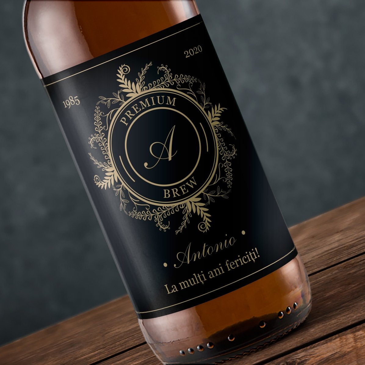 Cerveza personalizada con monograma y texto - Floral elegance