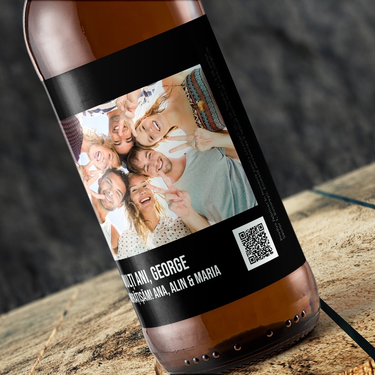 Cerveza personalizada con una foto y un código QR