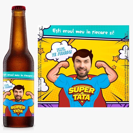 Personalised beer with photo and text - Super Dad