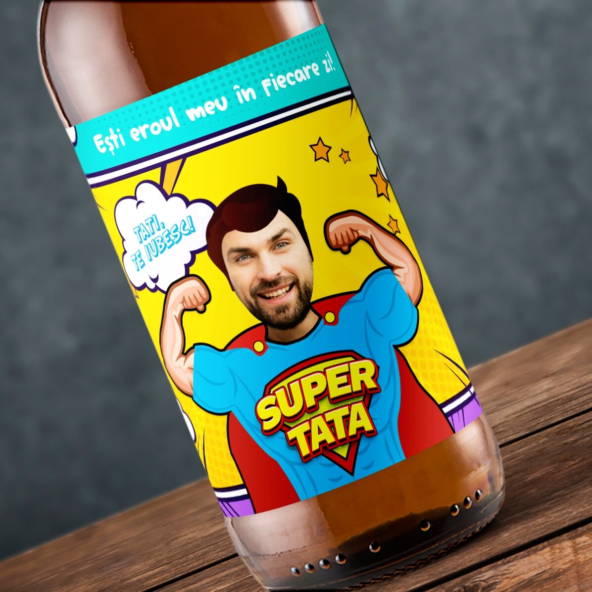 Personalised beer with photo and text - Super Dad