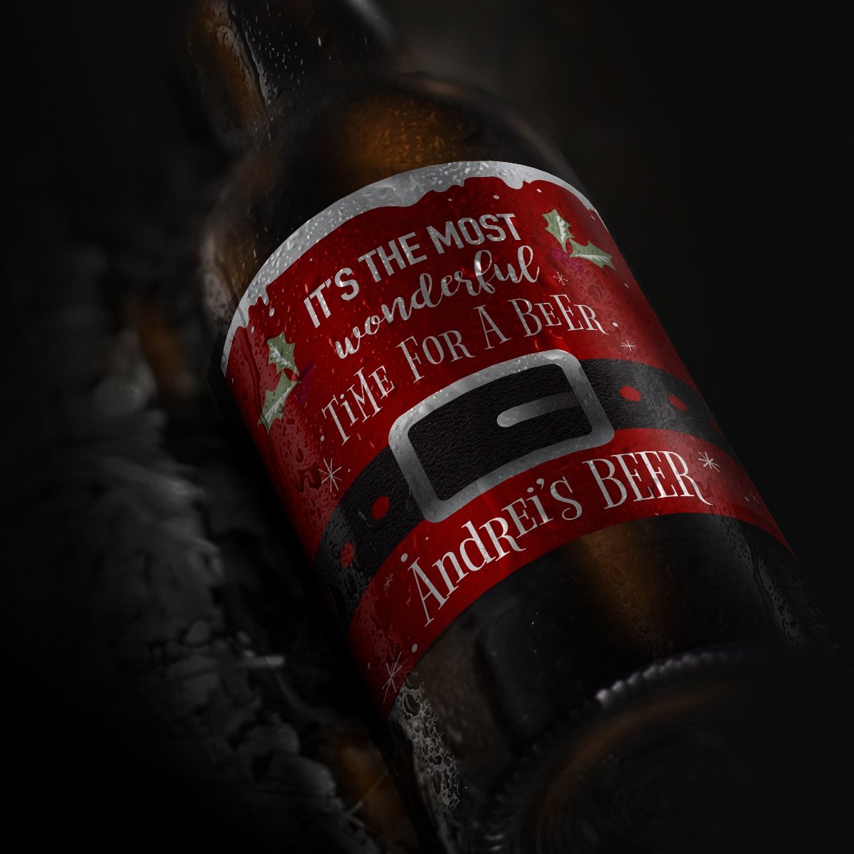 Cerveza personalizada con texto: «¡El mejor momento para tomar una cerveza!»