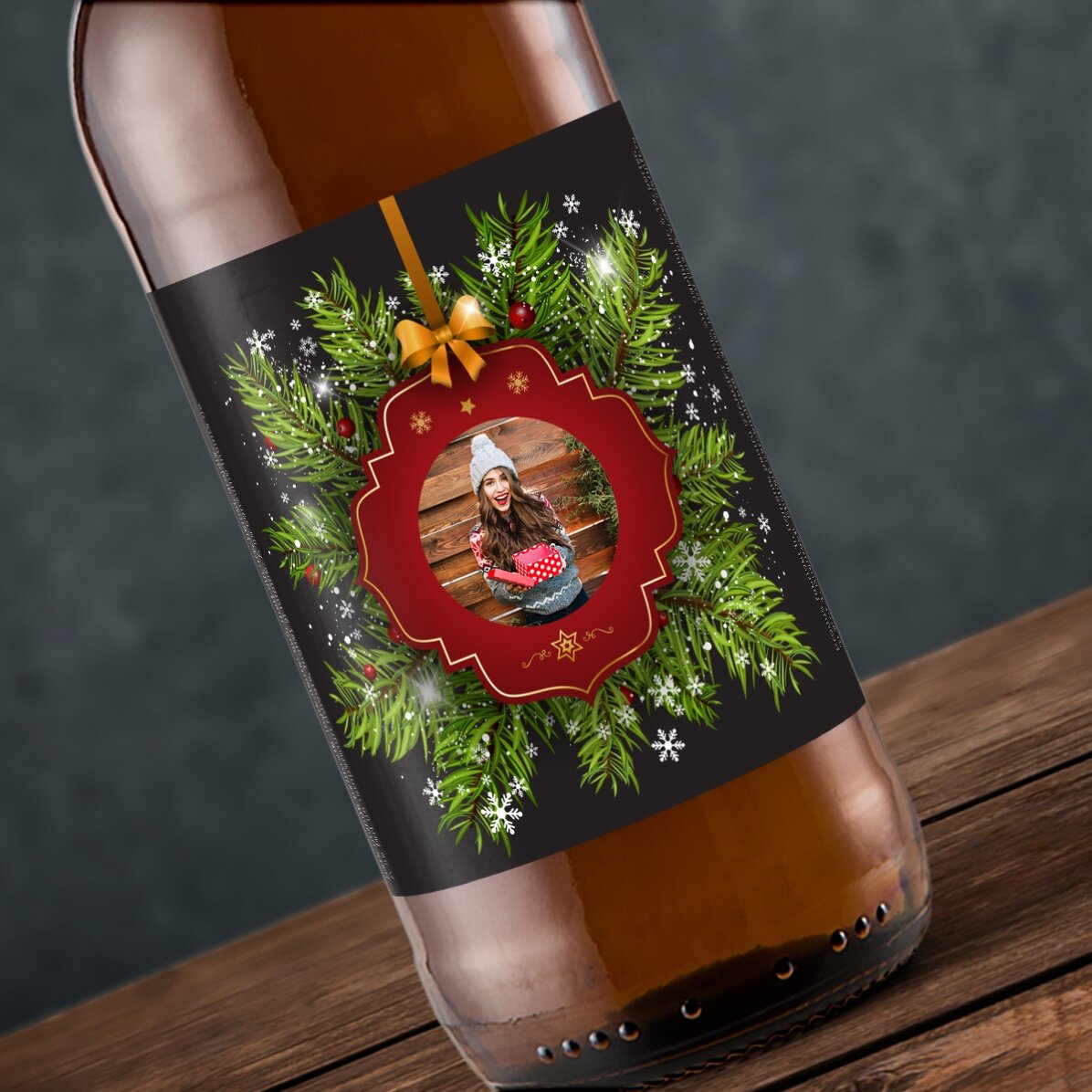 Cerveza personalizada con una foto - Deseos navideños