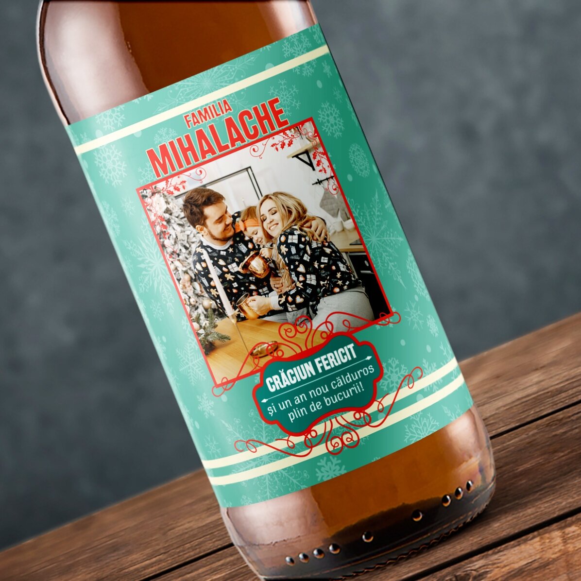 Cerveza personalizada con foto y texto - Navidad vintage