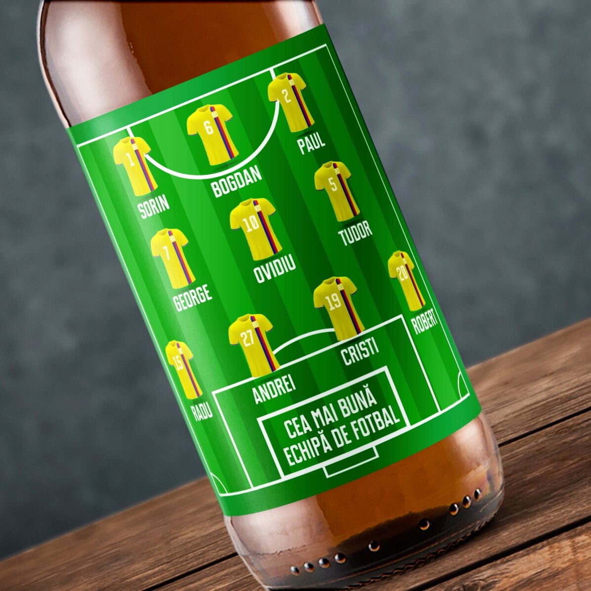 Cerveza personalizada con texto - Equipo de fútbol