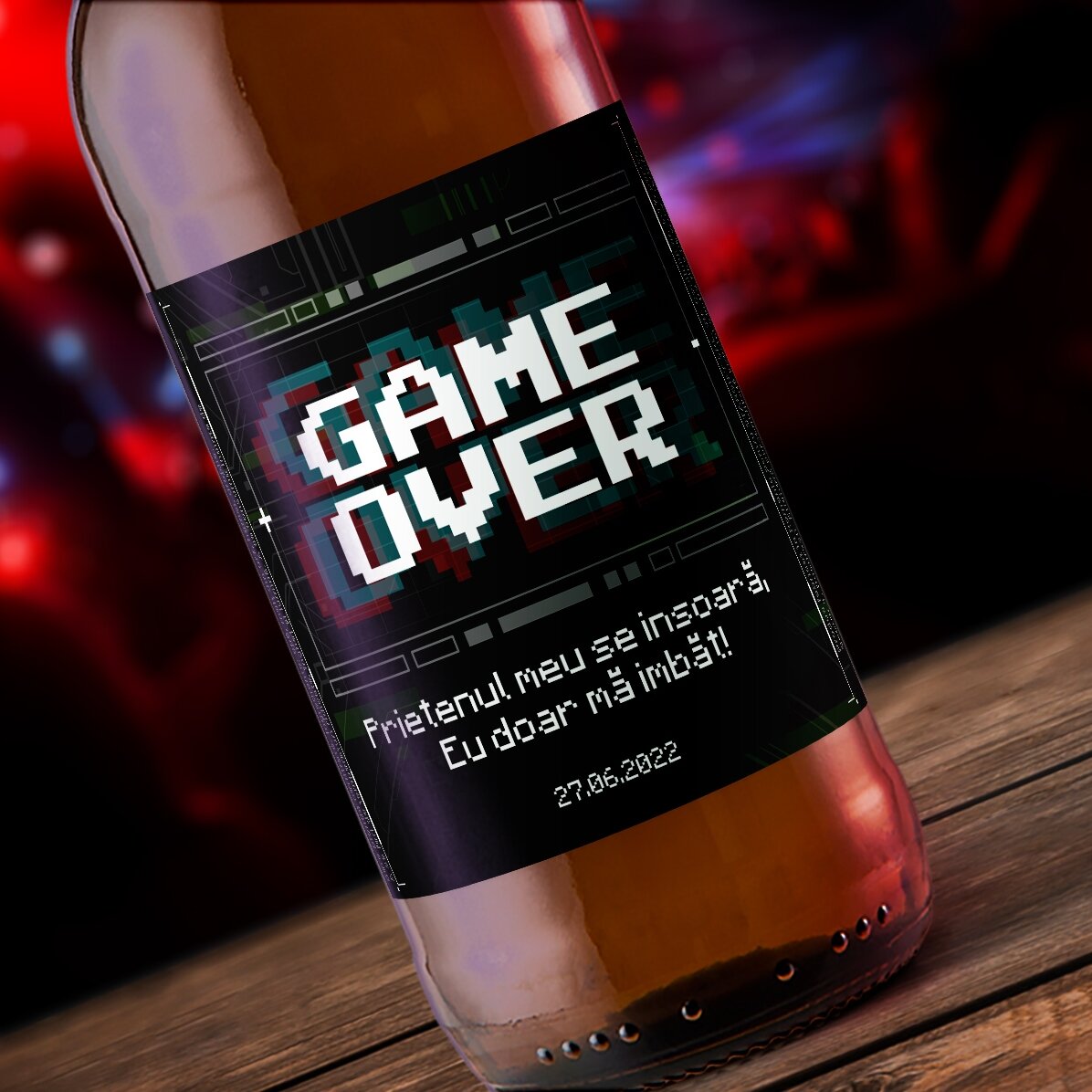 Cerveza personalizada con texto - Game Over