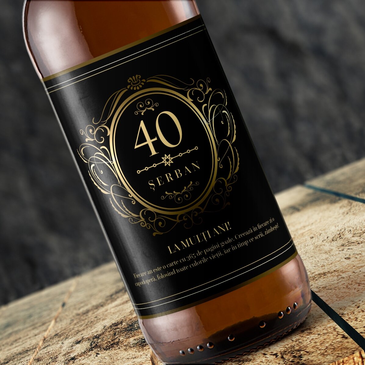 Cerveza personalizada con texto: «Happy 40»
