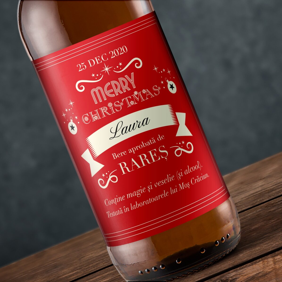Cerveza personalizada con texto - La magia de la Navidad