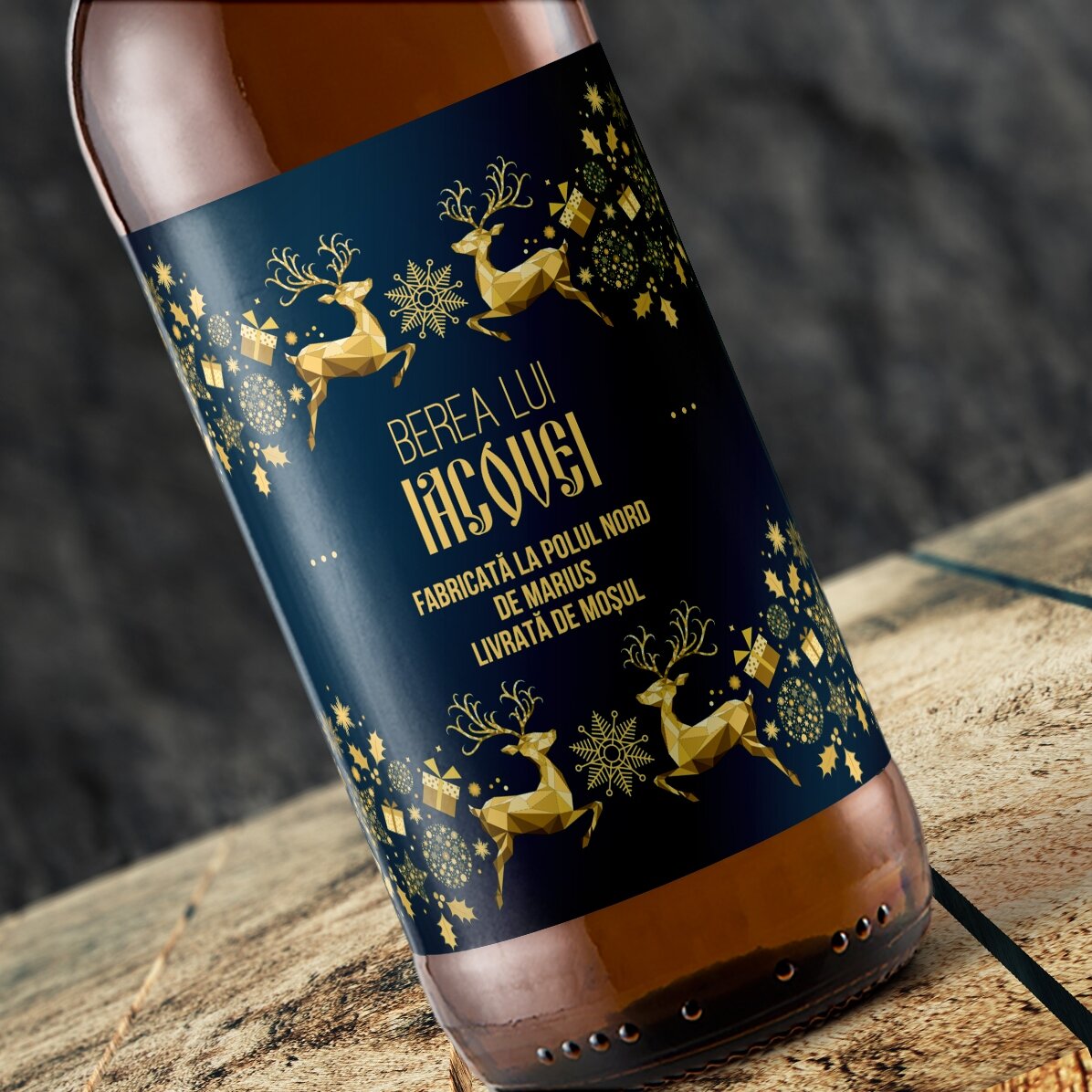 Cerveza personalizada con texto: «La magia del invierno»