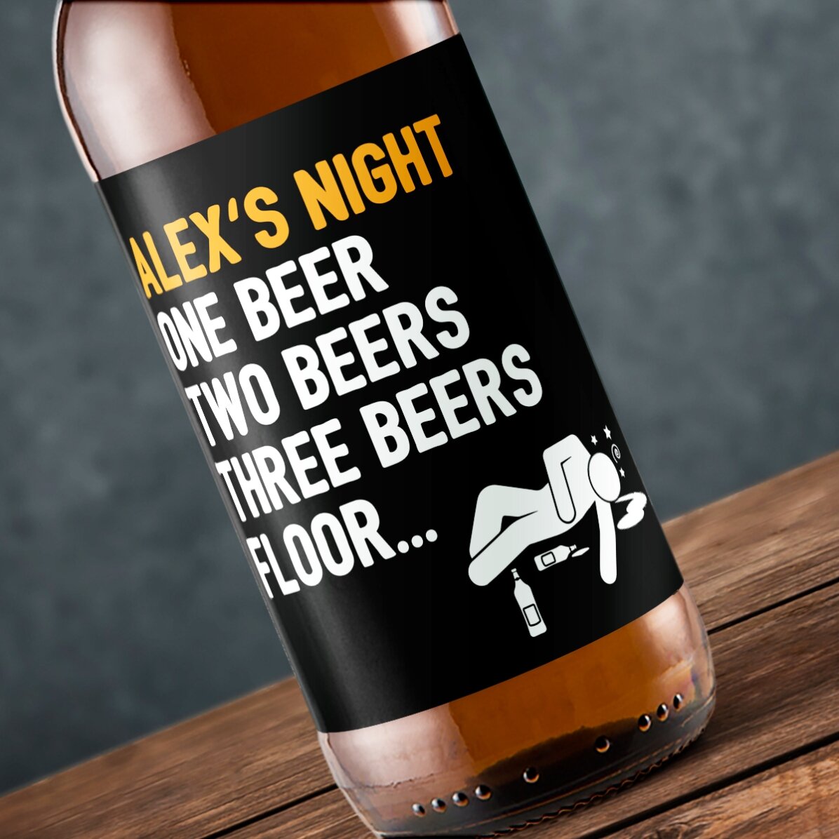 Cerveza personalizada con texto: «Una cerveza, dos cervezas...»