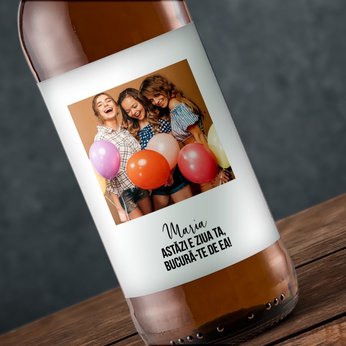 Cerveza personalizada con texto y una foto - Felicidad