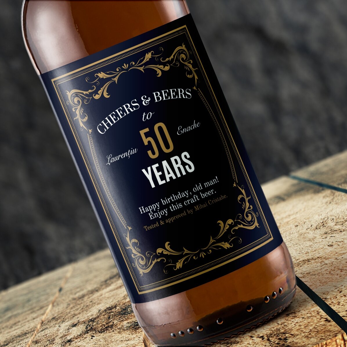 Cerveza personalizada con texto - Vintage 50