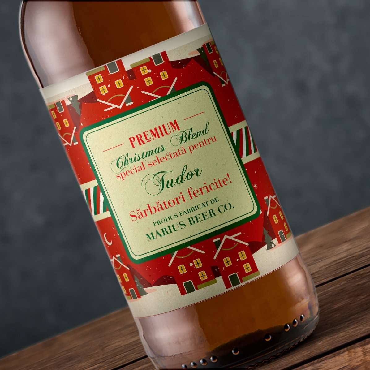 Cerveza personalizada con texto - Vintage Christmas Blend