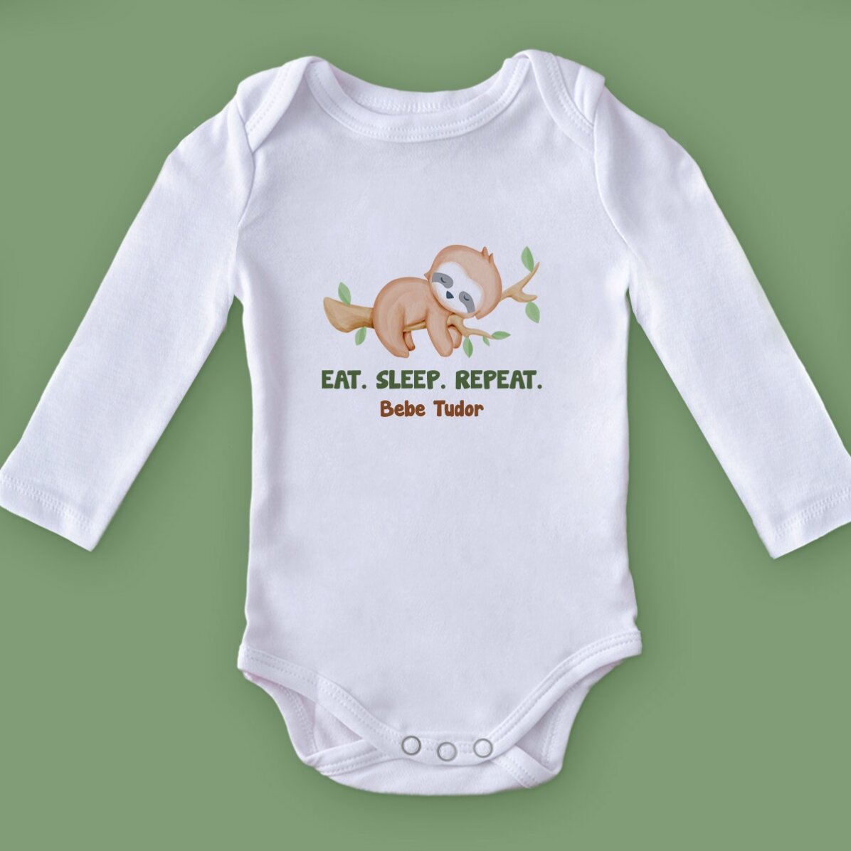 Body para niños personalizado con mensaje: «Eat. Sleep. Repeat»