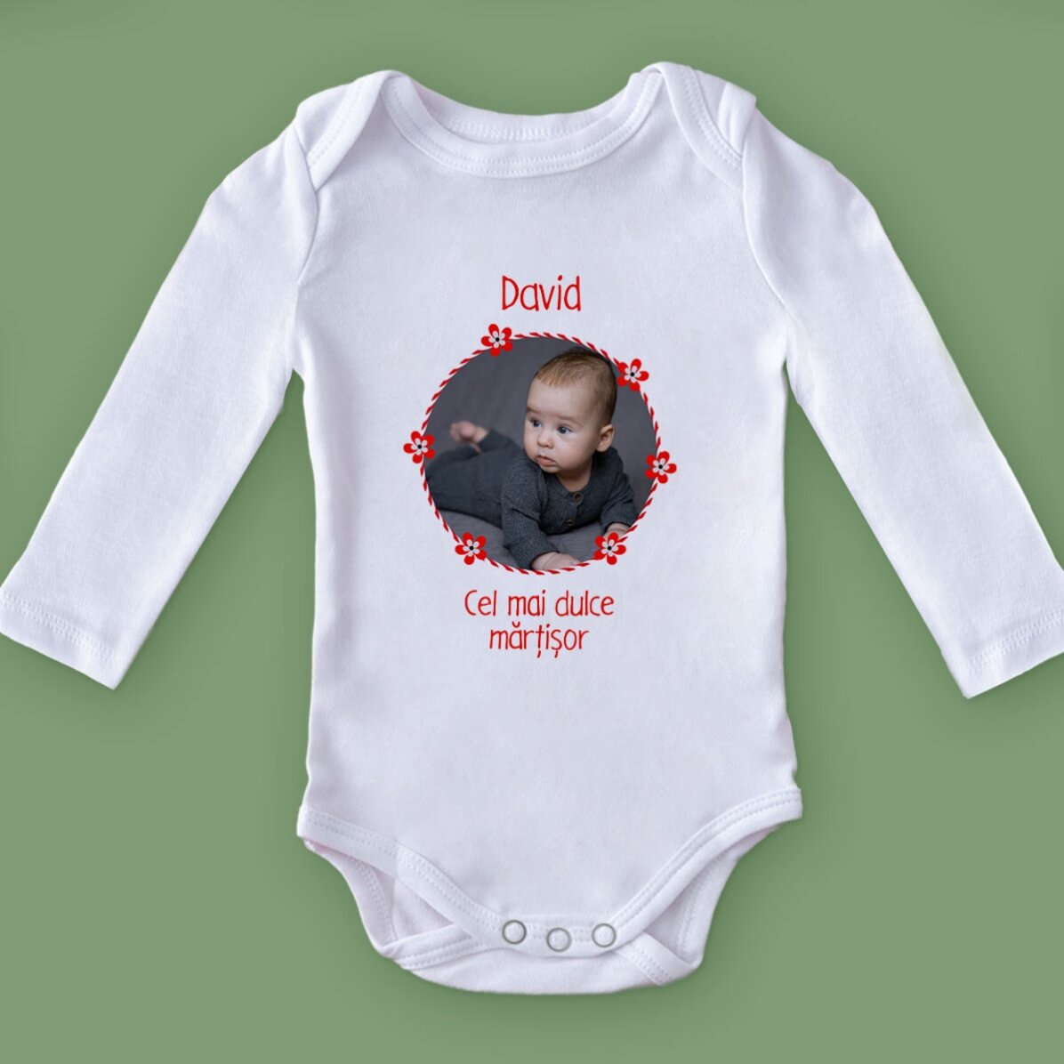 Body para niños personalizado con una foto y un texto