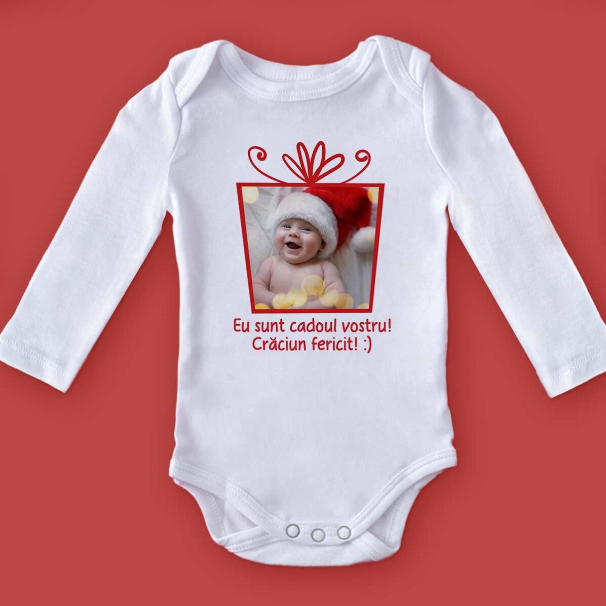 Body para niños personalizado con foto y texto - Regalo de Navidad