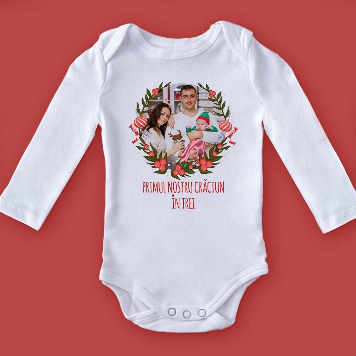 Body para niños personalizado con foto y texto - La primera Navidad