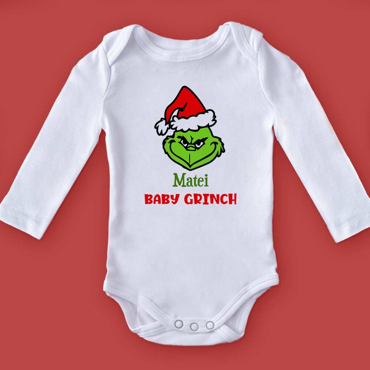 Body para niños personalizado con texto - Grinch